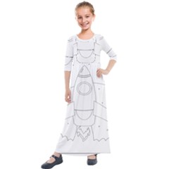 Starship Doodle - Space Elements Kids  Quarter Sleeve Maxi Dress by ConteMonfrey