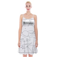 Starships Silhouettes - Space Elements Spaghetti Strap Velvet Dress by ConteMonfrey