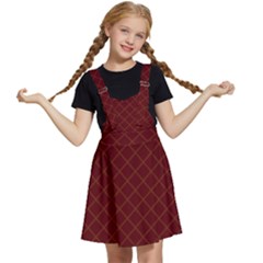 Diagonal Dark Red Small Plaids Geometric  Kids  Apron Dress by ConteMonfrey