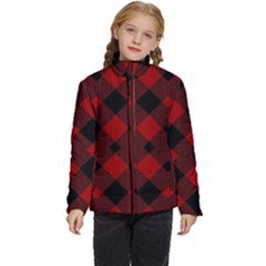 Red Diagonal Plaid Big Kids  Puffer Bubble Jacket Coat by ConteMonfrey