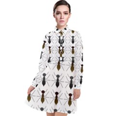 Ants Insect Pattern Cartoon Ant Animal Long Sleeve Chiffon Shirt Dress by Ravend