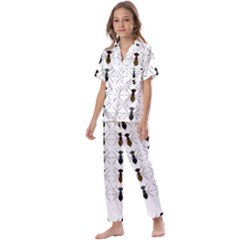 Ants Insect Pattern Cartoon Ant Animal Kids  Satin Short Sleeve Pajamas Set by Ravend