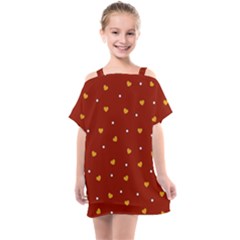 Red Yellow Love Heart Valentine Kids  One Piece Chiffon Dress by Ravend