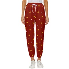 Red Yellow Love Heart Valentine Cropped Drawstring Pants by Ravend