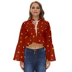 Red Yellow Love Heart Valentine Boho Long Bell Sleeve Top by Ravend