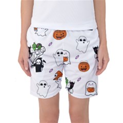 Halloween Jack O Lantern Vector Women s Basketball Shorts by Ravend