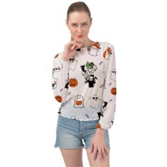 Halloween Jack O Lantern Vector Banded Bottom Chiffon Top by Ravend