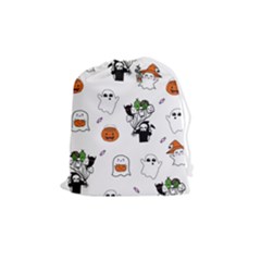 Halloween Jack O Lantern Vector Drawstring Pouch (medium) by Ravend