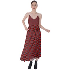 Red Diagonal Plaids Tie Back Maxi Dress by ConteMonfrey