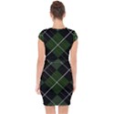 Modern Green Plaid Capsleeve Drawstring Dress  View2