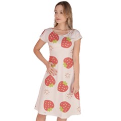 Strawberries Pattern Design Classic Short Sleeve Dress by Wegoenart