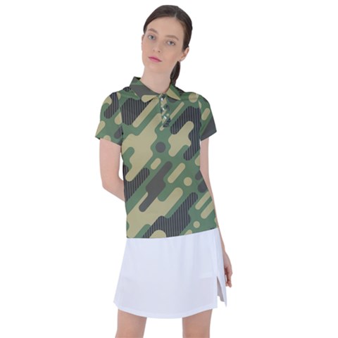 Camouflage Pattern Background Women s Polo Tee by Wegoenart