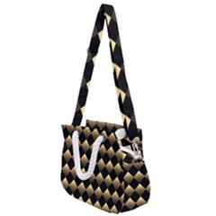 Golden Chess Board Background Rope Handles Shoulder Strap Bag by Wegoenart