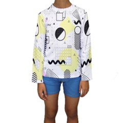 Graphic-design-geometric-background Kids  Long Sleeve Swimwear by Wegoenart