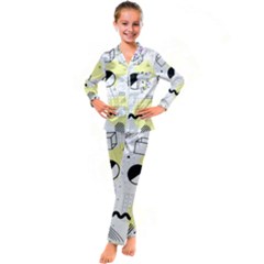 Graphic-design-geometric-background Kid s Satin Long Sleeve Pajamas Set by Wegoenart