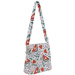 Seamless-vector-pattern-with-watermelons-mint Zipper Messenger Bag by Wegoenart