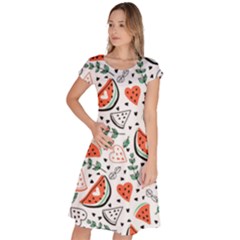 Seamless-vector-pattern-with-watermelons-mint Classic Short Sleeve Dress by Wegoenart