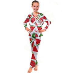 Watermelon Cuties White Kid s Satin Long Sleeve Pajamas Set by ConteMonfrey