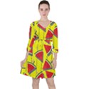 Yellow Watermelon Popsicle  Quarter Sleeve Ruffle Waist Dress View1