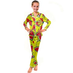 Yellow Watermelon Popsicle  Kid s Satin Long Sleeve Pajamas Set by ConteMonfrey