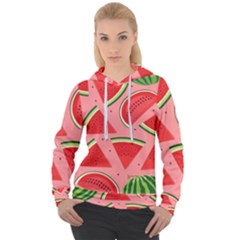 Red Watermelon  Women s Overhead Hoodie by ConteMonfrey