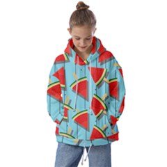 Blue Watermelon Popsicle  Kids  Oversized Hoodie by ConteMonfrey