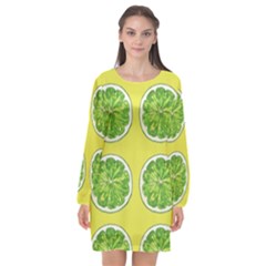 Yellow Lemonade  Long Sleeve Chiffon Shift Dress  by ConteMonfrey