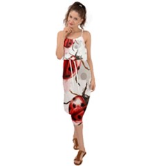 Ladybugs-pattern-texture-watercolor Waist Tie Cover Up Chiffon Dress by Wegoenart