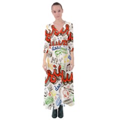 Music-color-elements Button Up Maxi Dress by Wegoenart