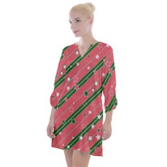 Christmas-background-star Open Neck Shift Dress by Wegoenart