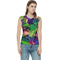 Tropical-exotic-colors-seamless-pattern Women s Raglan Cap Sleeve Tee by Wegoenart