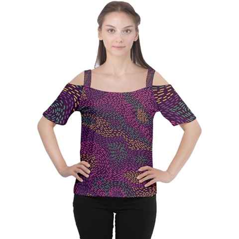 Colorful-abstract-seamless-pattern Cutout Shoulder Tee by Wegoenart