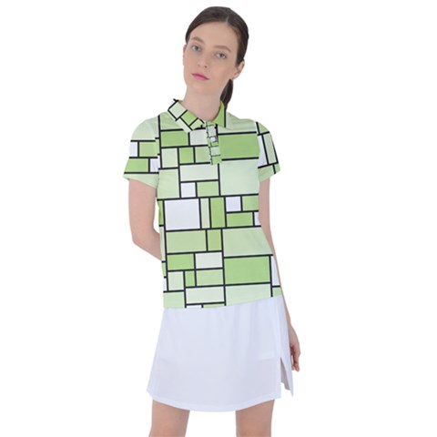 Green-geometric-digital-paper Women s Polo Tee by Wegoenart