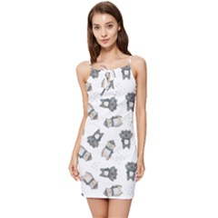 Cute Seamless Pattern With Koala Panda Bear Summer Tie Front Dress by Wegoenart