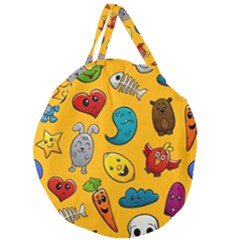 Graffiti Characters Seamless Ornament Giant Round Zipper Tote by Wegoenart