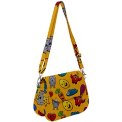 Graffiti Characters Seamless Ornament Saddle Handbag by Wegoenart