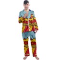 Pow Word Pop Art Style Expression Vector Men s Long Sleeve Satin Pajamas Set View1