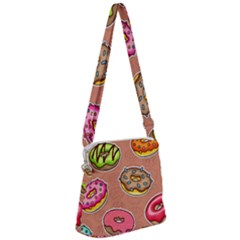 Doughnut Doodle Colorful Seamless Pattern Zipper Messenger Bag by Wegoenart