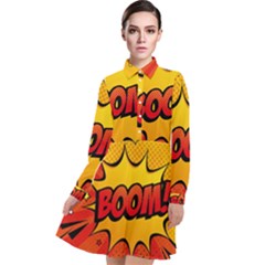 Explosion Boom Pop Art Style Long Sleeve Chiffon Shirt Dress by Wegoenart