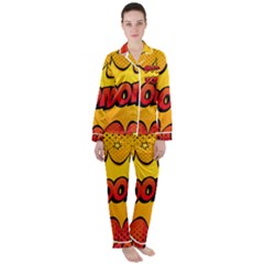 Explosion Boom Pop Art Style Satin Long Sleeve Pajamas Set by Wegoenart