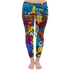 Graffiti Characters Seamless Pattern Classic Winter Leggings by Wegoenart