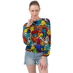 Graffiti Characters Seamless Pattern Banded Bottom Chiffon Top by Wegoenart