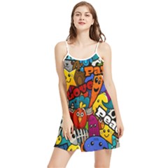 Graffiti Characters Seamless Pattern Summer Frill Dress by Wegoenart