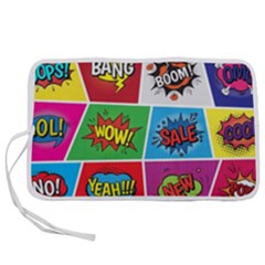 Pop Art Comic Vector Speech Cartoon Bubbles Popart Style With Humor Text Boom Bang Bubbling Expressi Pen Storage Case (s) by Wegoenart