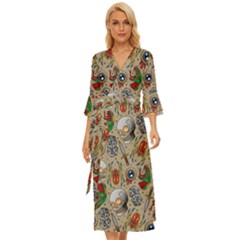 Tattoo Pattern Midsummer Wrap Dress by Wegoenart