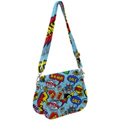 Comic Bubbles Seamless Pattern Saddle Handbag by Wegoenart