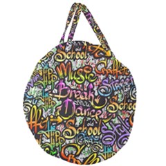 Graffiti Word Seamless Pattern Giant Round Zipper Tote by Wegoenart