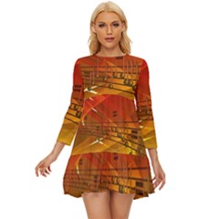 Music Notes Melody Note Sound Long Sleeve Babydoll Dress by Wegoenart