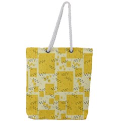 Party Confetti Yellow Squares Full Print Rope Handle Tote (large) by Wegoenart