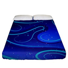 Wavy Abstract Blue Fitted Sheet (california King Size) by Ravend